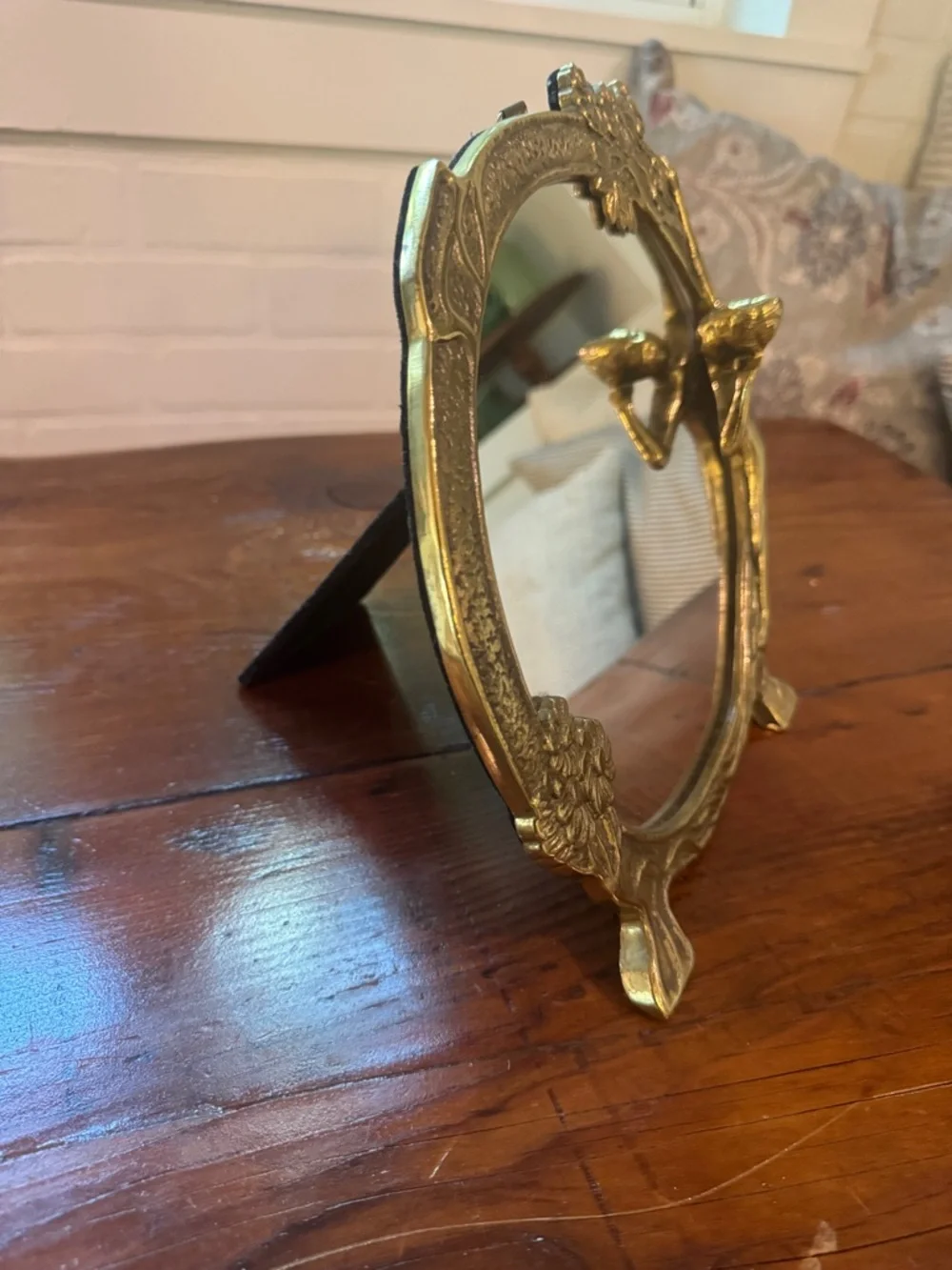 Gold Floral Art Nouveau Round Decorative Wall Mirror